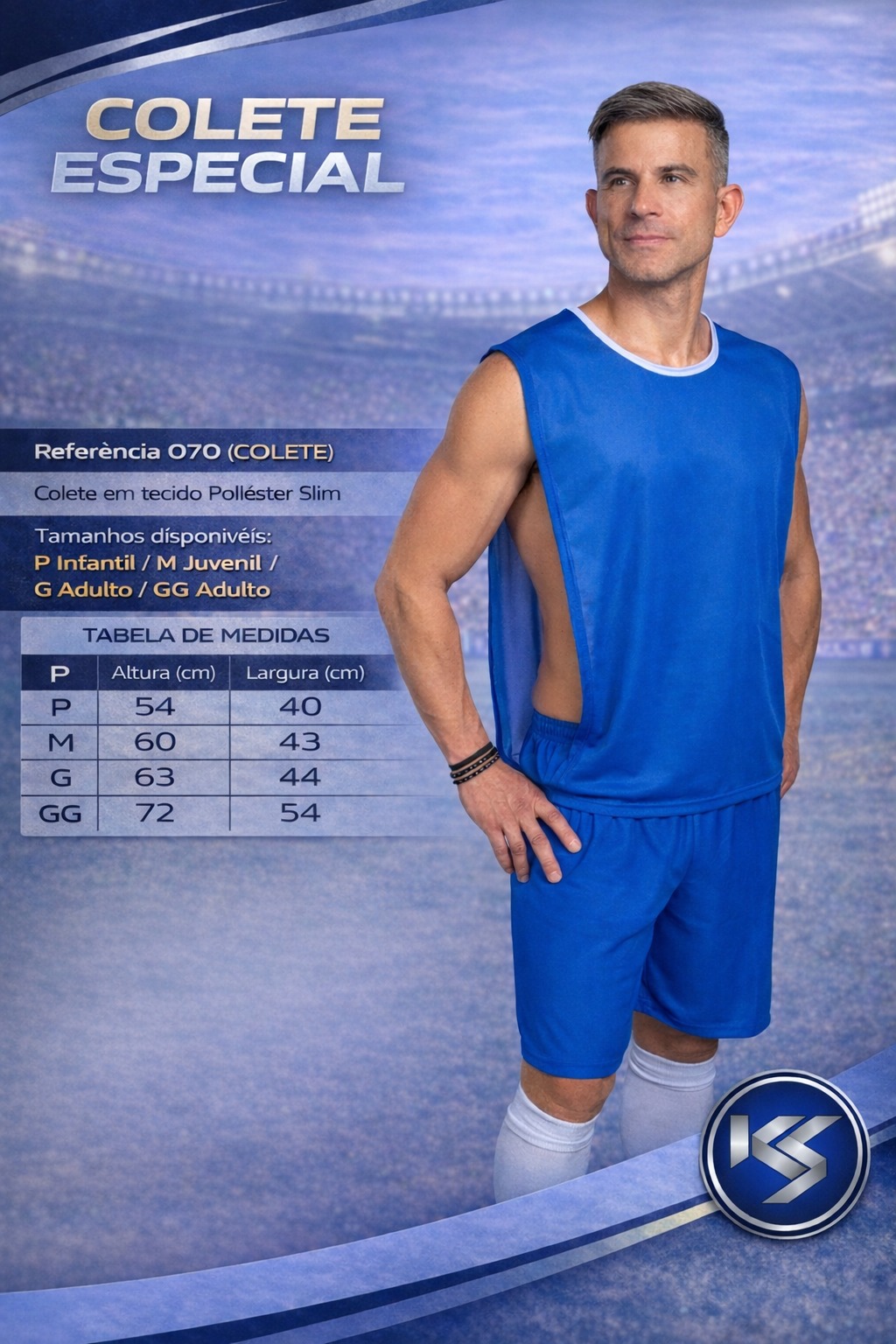 Colete Especial toque Dry * P inf (7 anos), M juvenil (12anos) e G adulto